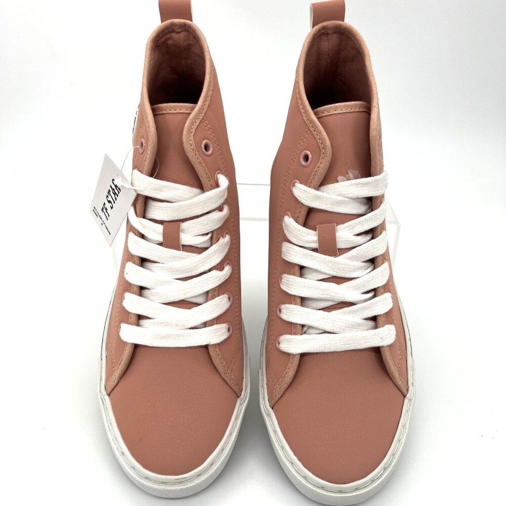 TF Star High Top Sneakers Womens Shoes Size 8 Pink Fashion Lace Up TF19046 New - Picture 3 of 10